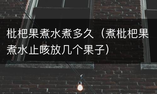 枇杷果煮水煮多久（煮枇杷果煮水止咳放几个果子）