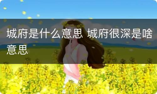 城府是什么意思 城府很深是啥意思