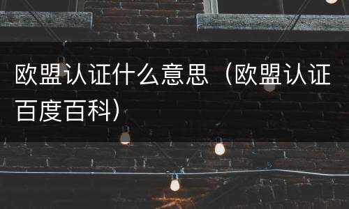 欧盟认证什么意思（欧盟认证百度百科）