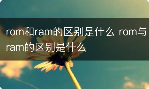 rom和ram的区别是什么 rom与ram的区别是什么