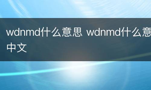 wdnmd什么意思 wdnmd什么意思中文