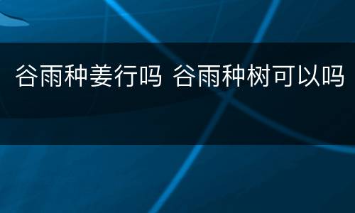 谷雨种姜行吗 谷雨种树可以吗