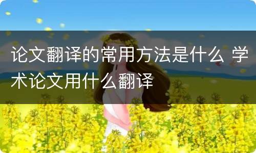 论文翻译的常用方法是什么 学术论文用什么翻译