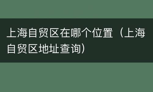 上海自贸区在哪个位置（上海自贸区地址查询）