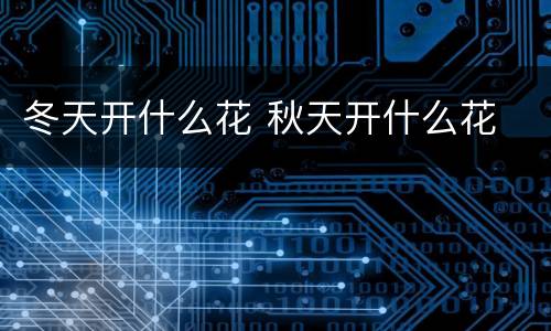 冬天开什么花 秋天开什么花