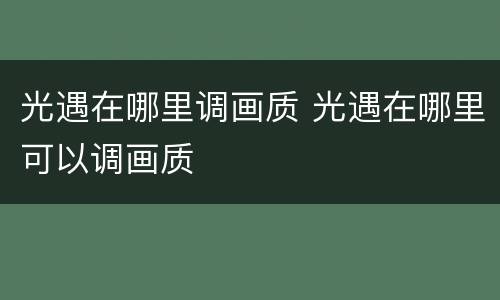 光遇在哪里调画质 光遇在哪里可以调画质