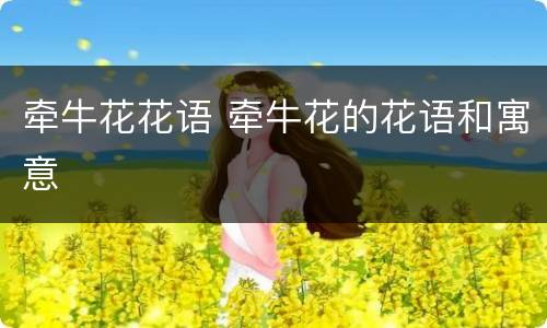 牵牛花花语 牵牛花的花语和寓意