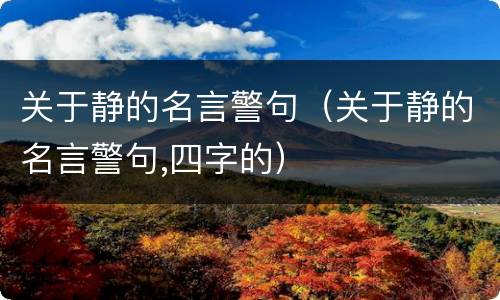 关于静的名言警句（关于静的名言警句,四字的）