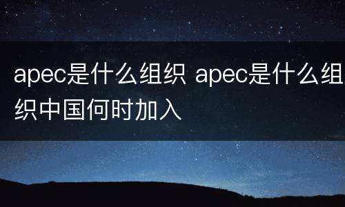 apec是什么组织 apec是什么组织中国何时加入