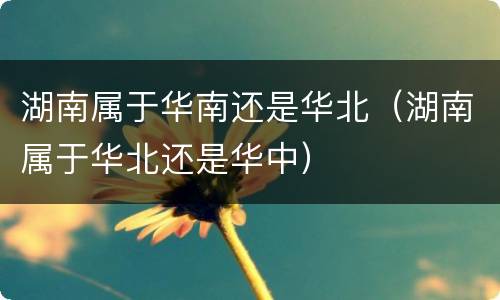 湖南属于华南还是华北（湖南属于华北还是华中）