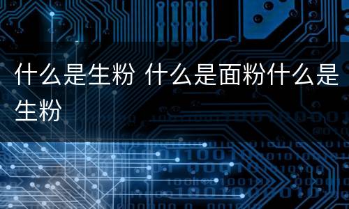 什么是生粉 什么是面粉什么是生粉