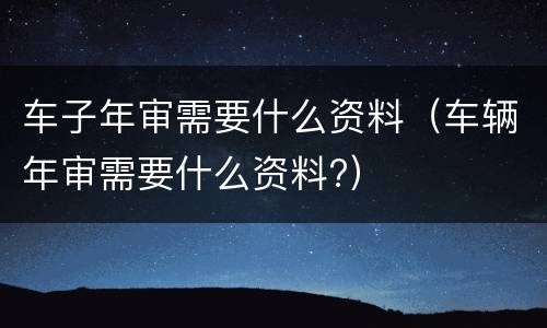 车子年审需要什么资料（车辆年审需要什么资料?）
