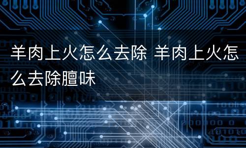 羊肉上火怎么去除 羊肉上火怎么去除膻味