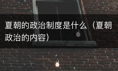 夏朝的政治制度是什么（夏朝政治的内容）