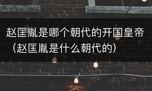 赵匡胤是哪个朝代的开国皇帝（赵匡胤是什么朝代的）