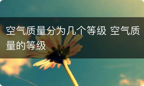 空气质量分为几个等级 空气质量的等级