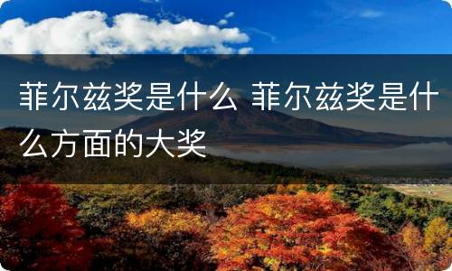 菲尔兹奖是什么 菲尔兹奖是什么方面的大奖
