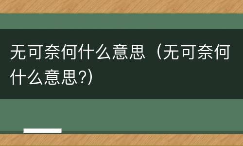 无可奈何什么意思（无可奈何什么意思?）