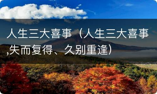 人生三大喜事（人生三大喜事,失而复得、久别重逢）