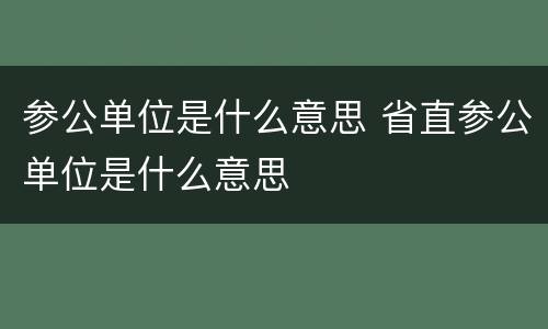 参公单位是什么意思 省直参公单位是什么意思