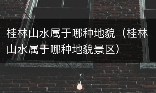 桂林山水属于哪种地貌（桂林山水属于哪种地貌景区）