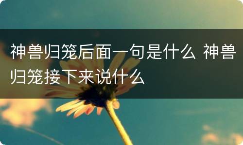 神兽归笼后面一句是什么 神兽归笼接下来说什么