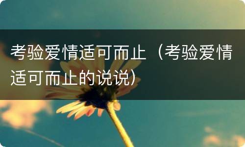 考验爱情适可而止（考验爱情适可而止的说说）