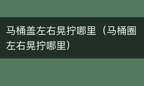 马桶盖左右晃拧哪里（马桶圈左右晃拧哪里）