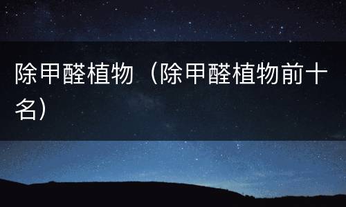 除甲醛植物（除甲醛植物前十名）