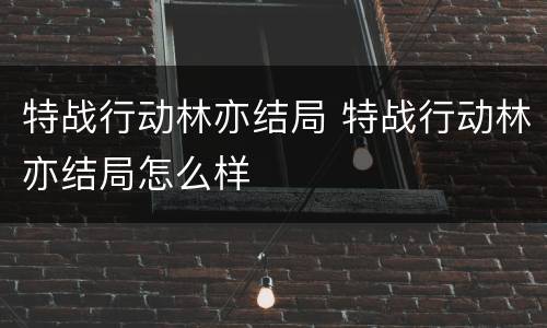 特战行动林亦结局 特战行动林亦结局怎么样