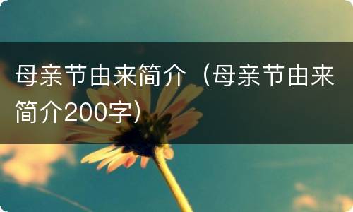 母亲节由来简介（母亲节由来简介200字）