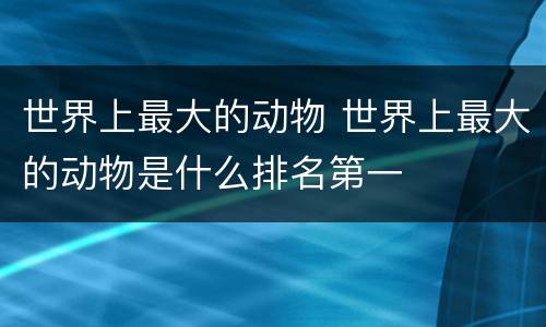 世界上最大的动物 世界上最大的动物是什么排名第一
