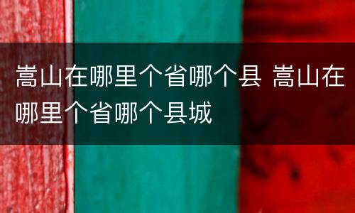 嵩山在哪里个省哪个县 嵩山在哪里个省哪个县城