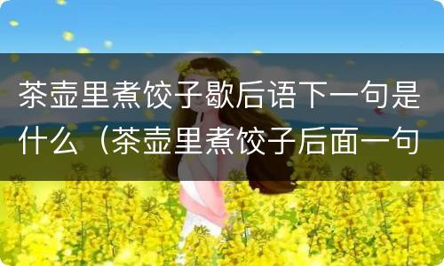 茶壶里煮饺子歇后语下一句是什么（茶壶里煮饺子后面一句是什么歇后语）
