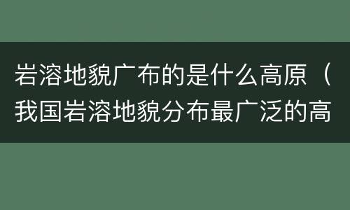 岩溶地貌广布的是什么高原（我国岩溶地貌分布最广泛的高原是）