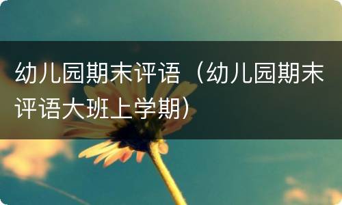 幼儿园期末评语（幼儿园期末评语大班上学期）