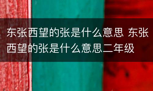 东张西望的张是什么意思 东张西望的张是什么意思二年级