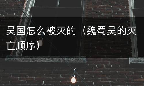 吴国怎么被灭的（魏蜀吴的灭亡顺序）