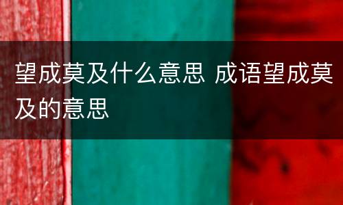 望成莫及什么意思 成语望成莫及的意思