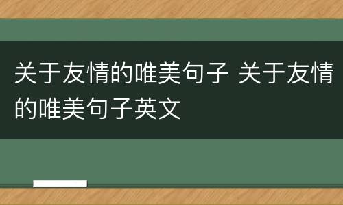 关于友情的唯美句子 关于友情的唯美句子英文