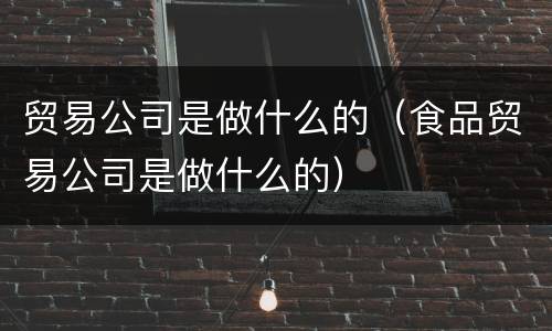贸易公司是做什么的（食品贸易公司是做什么的）