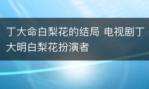 丁大命白梨花的结局 电视剧丁大明白梨花扮演者