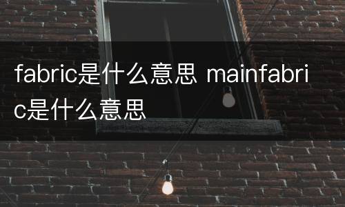 fabric是什么意思 mainfabric是什么意思