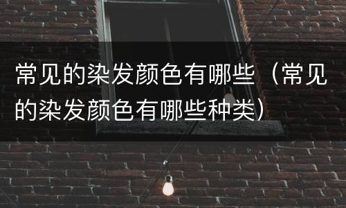 常见的染发颜色有哪些（常见的染发颜色有哪些种类）