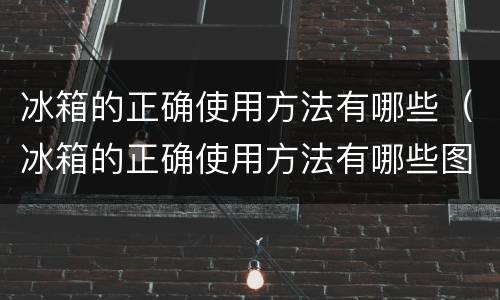 冰箱的正确使用方法有哪些（冰箱的正确使用方法有哪些图片）