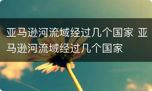 亚马逊河流域经过几个国家 亚马逊河流域经过几个国家