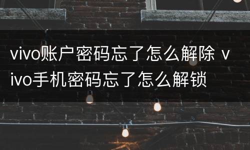 vivo账户密码忘了怎么解除 vivo手机密码忘了怎么解锁