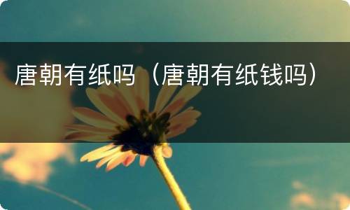 唐朝有纸吗（唐朝有纸钱吗）