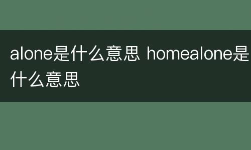 alone是什么意思 homealone是什么意思
