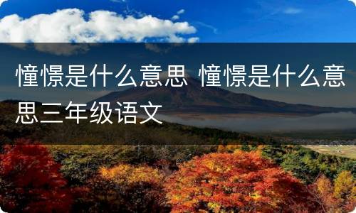 憧憬是什么意思 憧憬是什么意思三年级语文